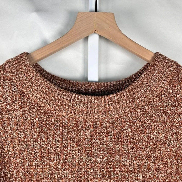 2/$30 Marled Sweater Size Large Cotton Oversized Orange Knit Woven - Picture 5 of 7
